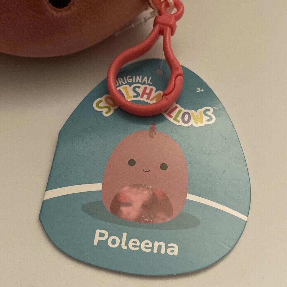 SQUISHMALLOW 3.5” Clip On Keychain Pink Dinosaur Poleena - Picture 3 of 3